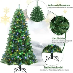 180 cm LED Weihnachtsbaum mit 9 Beleuchtungsmodi Künstlicher Tannenbaum Grün