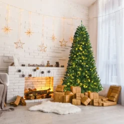 180 cm LED Weihnachtsbaum mit 9 Beleuchtungsmodi Künstlicher Tannenbaum Grün
