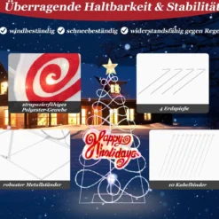 170cm LED Weihnachtsbaum mit Farbewechselnde Lichter & 6 Lichtmodi & Buchstaben & Stern