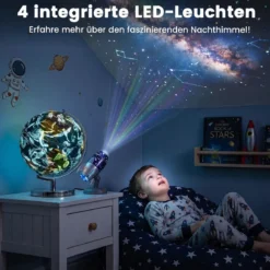 Ø 23 cm Leuchtglobus mit Metallsockel & Licht & Deutsche Geografische Karte & Sternbildkarte