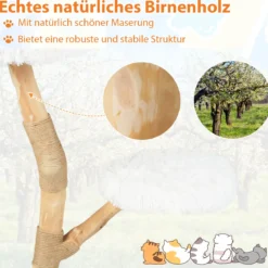 90 cm Massivholz Kratzbaum mit 3 Plüschsitzflächen Seil & Kratzpfosten Katzenbaum Katzenturm Weiß