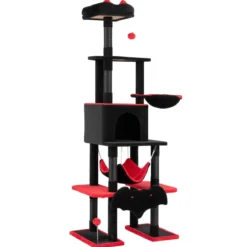 178 cm Mehrstöckiger Kratzbaum im Gothic Design mit Katzenhöhle 50 x 73 x 178 cm für Katzen