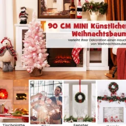 90 cm Mini künstlicher Weihnachtsbaum mit Schnee & Zementbasis Tannenbaum Chirstbaum