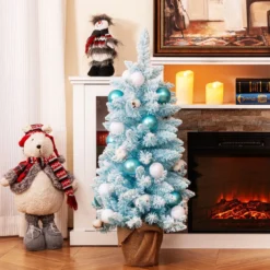 90 cm Mini künstlicher Weihnachtsbaum mit Schnee & Zementbasis Tannenbaum Chirstbaum
