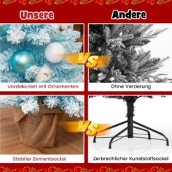 90 cm Mini künstlicher Weihnachtsbaum mit Schnee & Zementbasis Tannenbaum Chirstbaum
