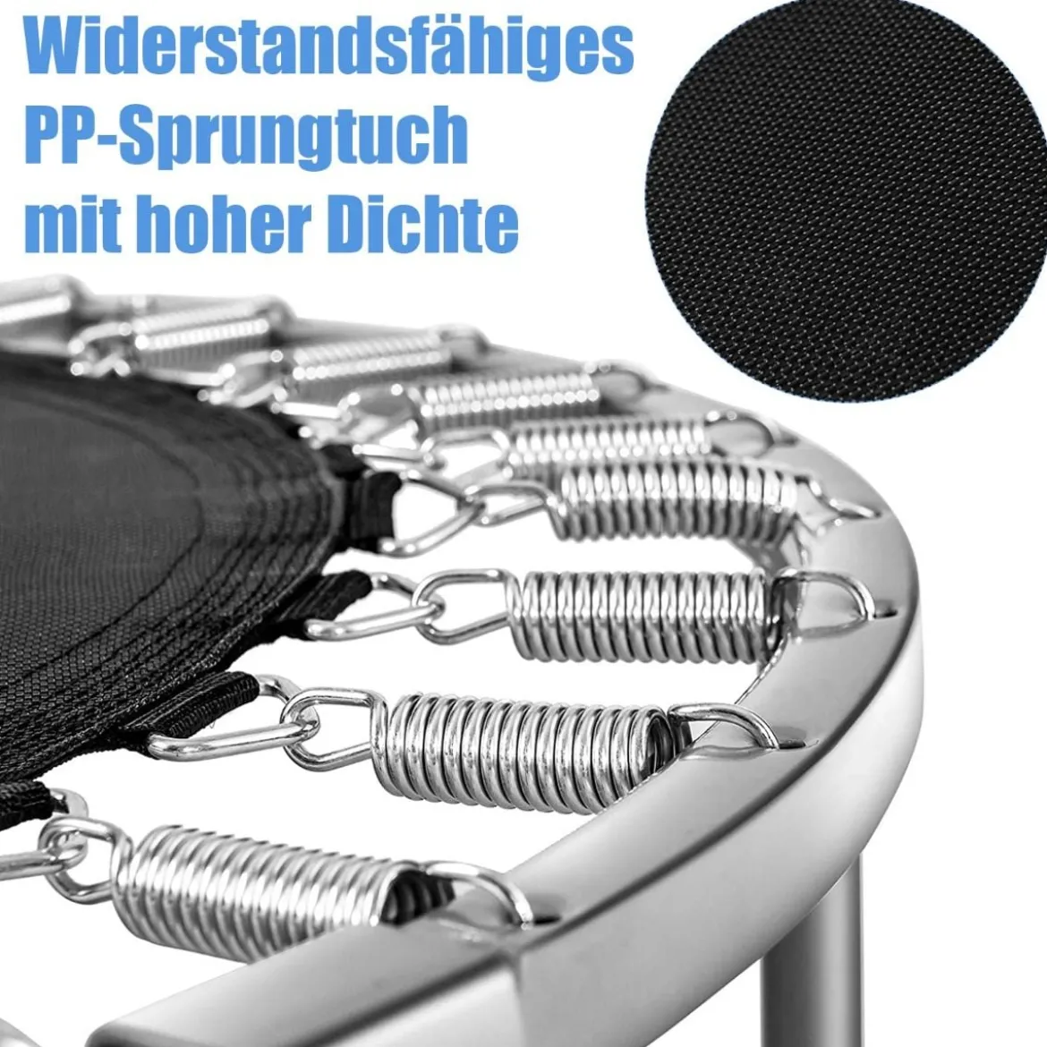 φ97cm Mini Trampolin Fitness Trampolin faltbar Kindertrampolin bis 150kg belastbar Grau