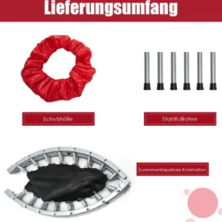 φ97cm Mini Trampolin Fitness Trampolin Faltbar Kindertrampolin bis 150kg Belastbar Rot