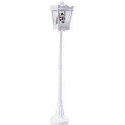185 cm Musikalische Weihnachts-Straßenlaterne Straßenlampe mit warmweißen LED-Leuchten Schneeeffekten Weiß