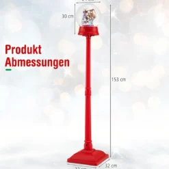153 cm musikalische Weihnachts-Straßenlaterne Schneekugel-Laterne auf Ständer mit 8 Melodien Riesenrad Rot