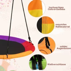 φ100 cm Nestschaukel mit Hängegurte Schaukel bis 300 kg belastbar Outdoor Gartenschaukel Bunt