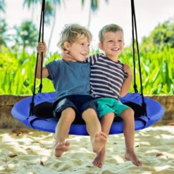 Ø100 cm Nestschaukel mit Hängegurte Schaukel Kinderschaukel Garten Blau