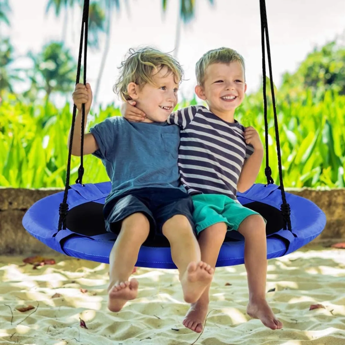 Ø100 cm Nestschaukel mit Hängegurte Schaukel Kinderschaukel Garten Blau