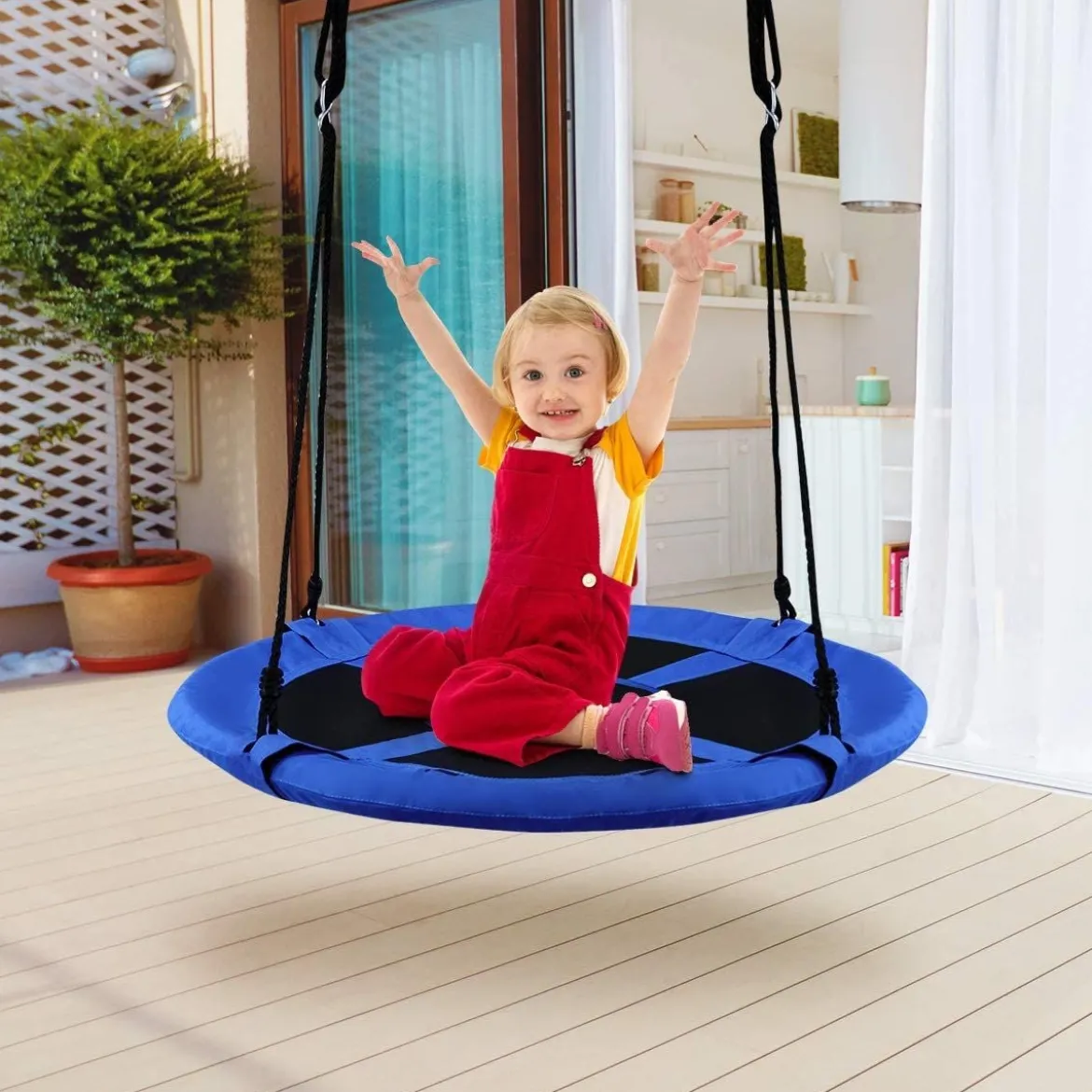 Ø100 cm Nestschaukel mit Hängegurte Schaukel Kinderschaukel Garten Blau