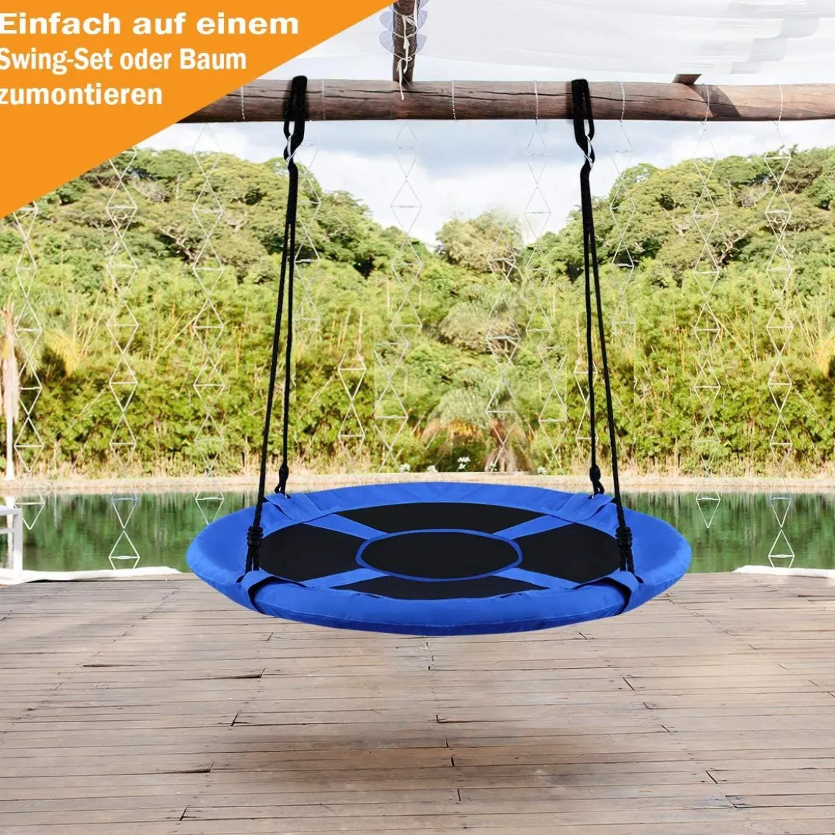 Ø100 cm Nestschaukel mit Hängegurte Schaukel Kinderschaukel Garten Blau