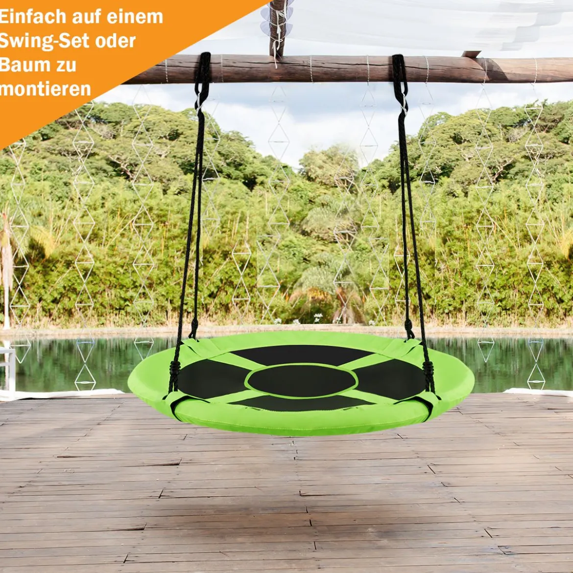 Ø100 cm Nestschaukel mit Hängegurte Schaukel Kinderschaukel Garten Grün