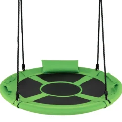 Ø100 cm Nestschaukel mit Kissen & Griffe Kinderschaukel mit 100-180 cm Höhenverstellbarem Seil Grün