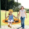 Ø 100 cm Nestschaukel mit Verstellbaren Seilen Hängeschaukel Kinderschaukel Rundschaukel Gelb