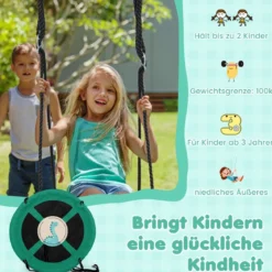 Ø 100 cm Nestschaukel mit Verstellbaren Seilen Hängeschaukel Kinderschaukel Rundschaukel Grün