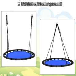 Ø100cm Nestschaukel Rundschaukel 100-160cm verstellbaren Seil Kinderschaukel 150kg Tragkraft Hängeschaukel blau