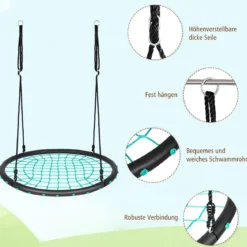 Ø100cm Nestschaukel Rundschaukel 100-160cm verstellbaren Seil Hängeschaukel Tellerschaukel Grün