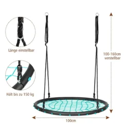 Ø100cm Nestschaukel Rundschaukel 100-160cm verstellbaren Seil Hängeschaukel Tellerschaukel Grün