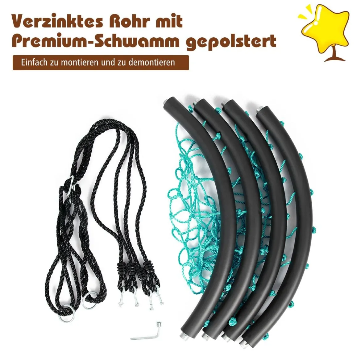 Ø100cm Nestschaukel Rundschaukel 100-160cm verstellbaren Seil Hängeschaukel Tellerschaukel Grün