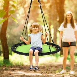 Ø100cm Nestschaukel Rundschaukel 100-160cm verstellbaren Seil Kinderschaukel 150kg Tragkraft Hängeschaukel grün