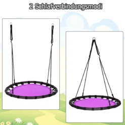 Ø100cm Nestschaukel Rundschaukel 100-160cm verstellbaren Seil Kinderschaukel 150kg Tragkraft Hängeschaukel lila