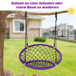 Ø89 cm Netz-Schaukel Baumschaukel-Set mit 100-160cm Seil verstellbar Lila