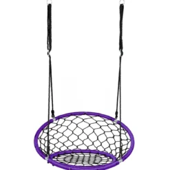 Ø89 cm Netz-Schaukel Baumschaukel-Set mit 100-160cm Seil verstellbar Lila