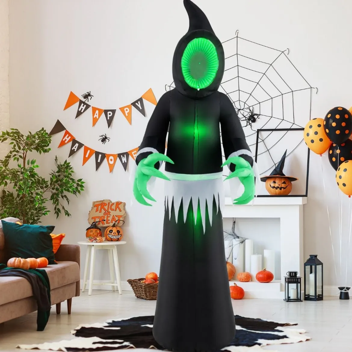 245CM Outdoor Halloween Deko LED Aufblasbarer Halloween-Geist Ohngesicht Dekogeist