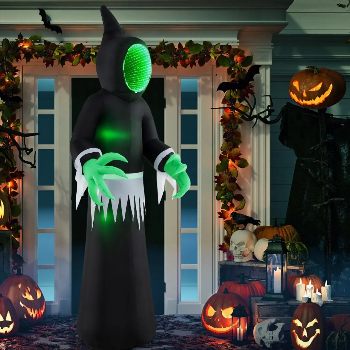 245CM Outdoor Halloween Deko LED Aufblasbarer Halloween-Geist Ohngesicht Dekogeist