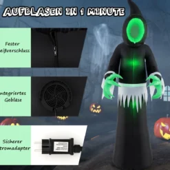 245CM Outdoor Halloween Deko LED Aufblasbarer Halloween-Geist Ohngesicht Dekogeist
