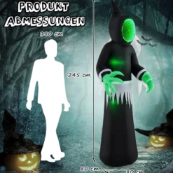 245CM Outdoor Halloween Deko LED Aufblasbarer Halloween-Geist Ohngesicht Dekogeist