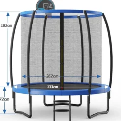 φ333cm Outdoor Trampolin mit Leiter & Basketball & Sicherheitsnetz & Randabdeckung