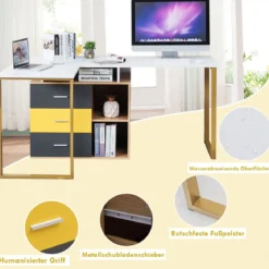 220 cm 2 Personen Schreibtisch Arbeitstisch Bürotisch Computertisch Eckschreibtisch
