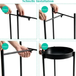Ø 30 cm Pflanzenständer 2-stöckiger Blumenständer Metall mit Ablage Schwarz