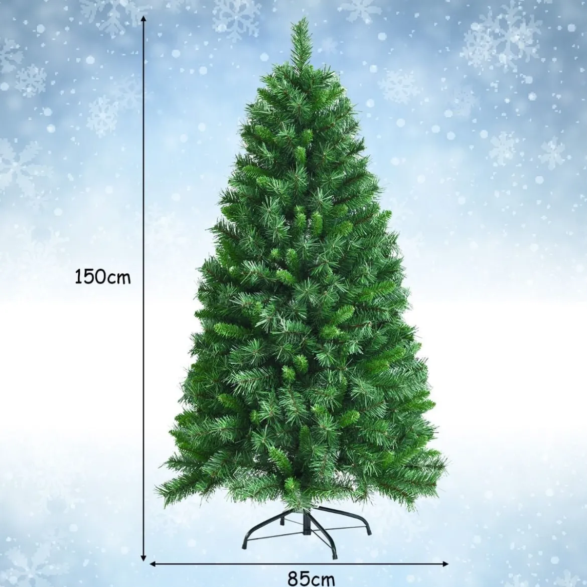 150 cm üppiger grüner künstlicher Weihnachtsbaum blühender klappbarer Weihnachtsbaum