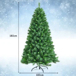 180 cm üppiger künstlicher Weihnachtsbaum mit klappbarer Metallständer Festtagsbaum Grün