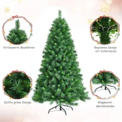 180 cm üppiger künstlicher Weihnachtsbaum mit klappbarer Metallständer Festtagsbaum Grün