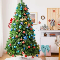 180 cm üppiger künstlicher Weihnachtsbaum mit klappbarer Metallständer Festtagsbaum Grün