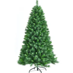 180 cm üppiger künstlicher Weihnachtsbaum mit klappbarer Metallständer Festtagsbaum Grün