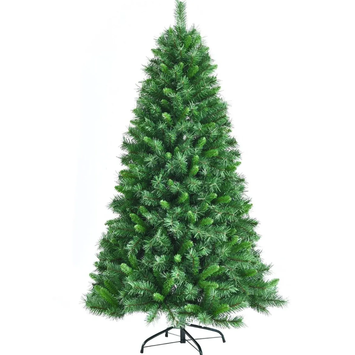 180 cm üppiger künstlicher Weihnachtsbaum mit klappbarer Metallständer Festtagsbaum Grün