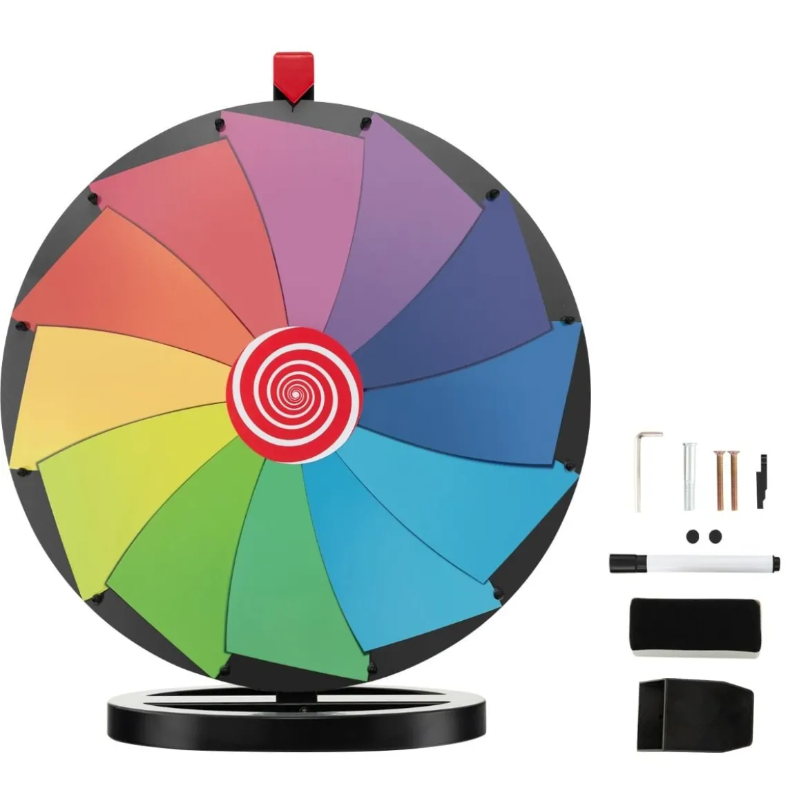 Ø60 cm Preisrad Tisch-Spinnrad mit 12 Slots Glücksspiel mit Ständer Bunt