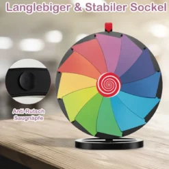 Ø60 cm Preisrad Tisch-Spinnrad mit 12 Slots Glücksspiel mit Ständer Bunt
