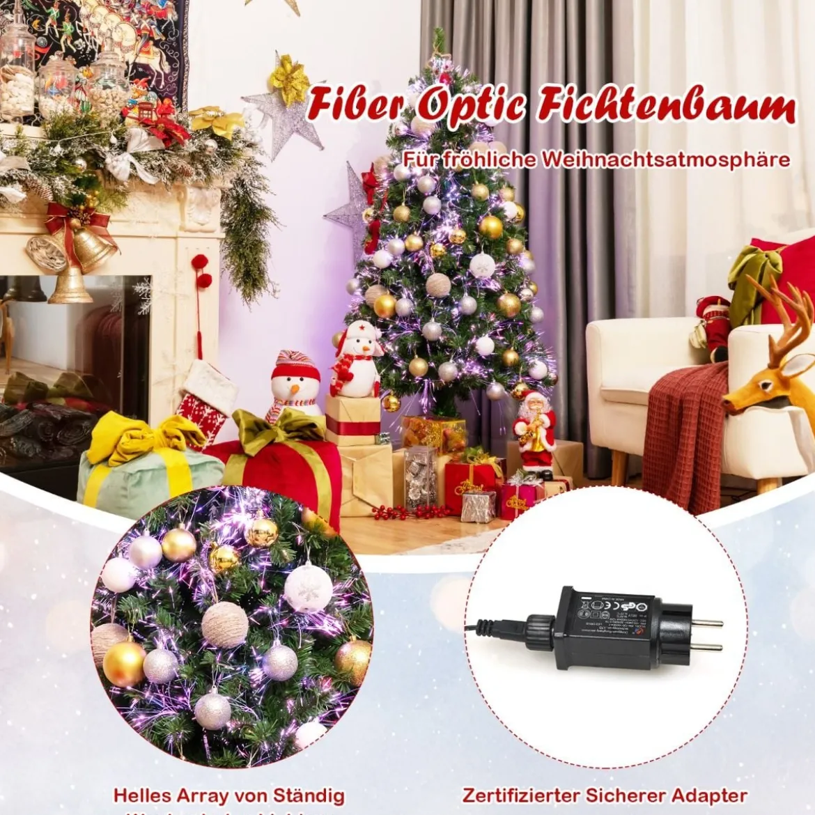 150 cm Premium-Weihnachtsfichte mit Glasfaseroptik Künstlicher Weihnachtsbaum Grün