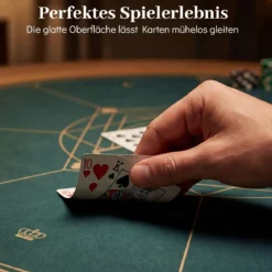 Ø120 cm Runde Pokermatte mit Tragetasche Faltbare Pokerauflage mit Rutschfester Gummibasis