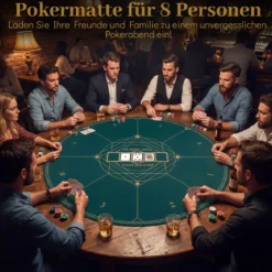Ø120 cm Runde Pokermatte mit Tragetasche Faltbare Pokerauflage mit Rutschfester Gummibasis