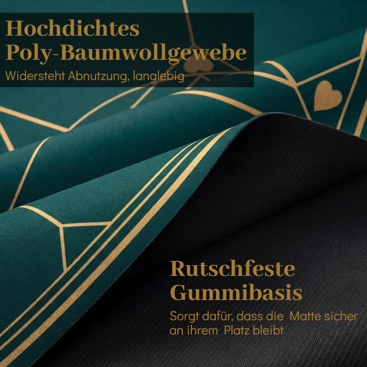 Ø120 cm Runde Pokermatte mit Tragetasche Faltbare Pokerauflage mit Rutschfester Gummibasis