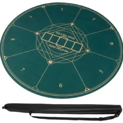 Ø100 cm Runde Pokermatte mit Tragetasche Faltbare Pokerauflage mit Rutschfester Gummibasis